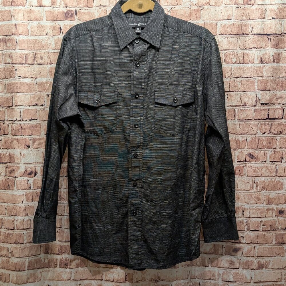 Beverly Hills Polo Club Shirt Men's Long Sleeve Button-Up Size Medium
